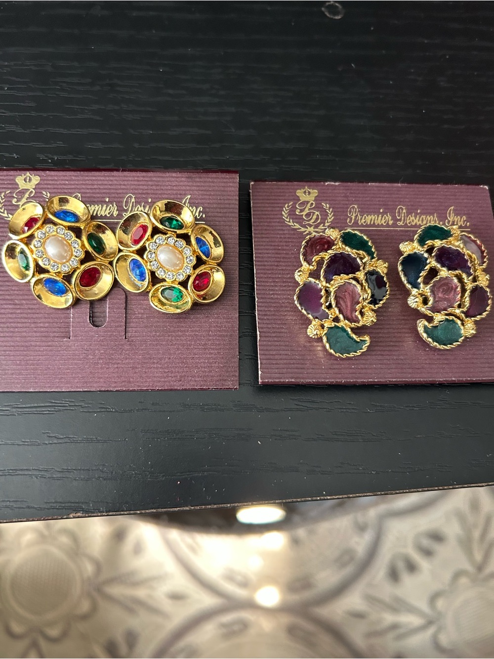 Premier Designs Gold-Tone Floral Multicolor Clip Earrings